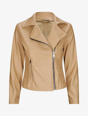Perfecto droit en simili à poche zippée décorative - Beige - 1
