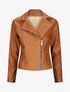 Perfecto droit en simili à poche zippée décorative - Camel - 4