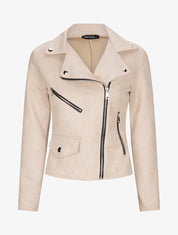 Perfecto droit en suédine poches zippées - Beige - 4