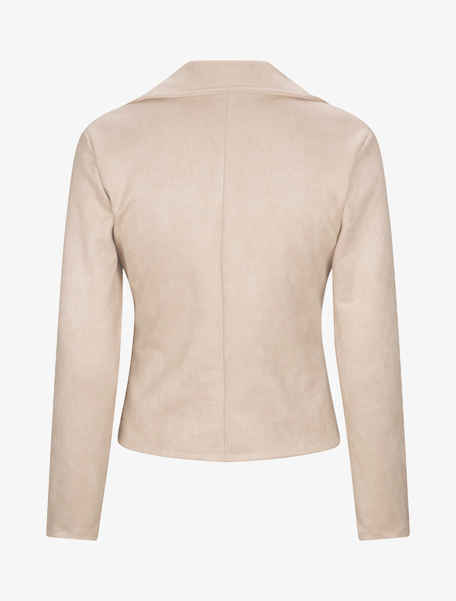 Perfecto droit en suédine poches zippées - Beige - 2