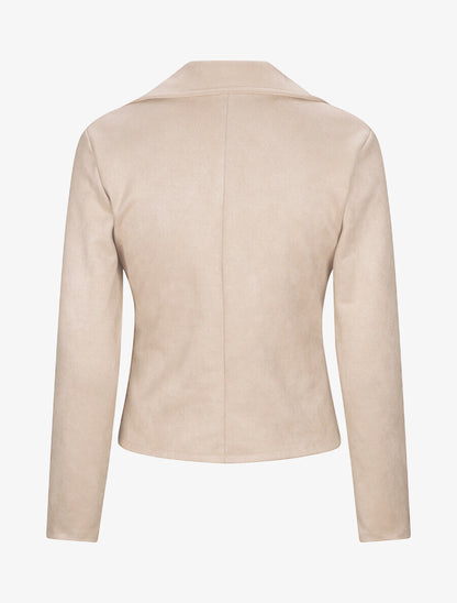 Perfecto droit en suédine poches zippées - Beige - 2