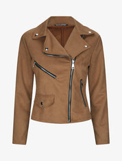 Perfecto droit en suédine poches zippées - Camel - 1