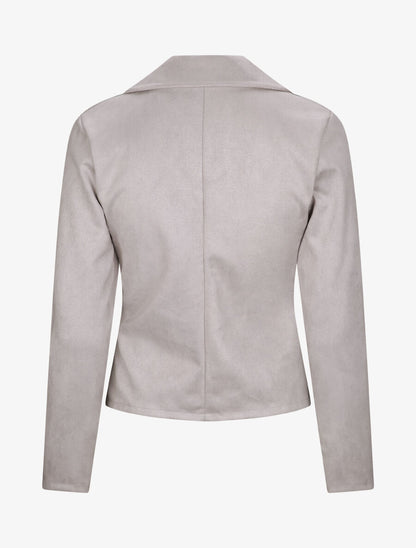 Perfecto droit en suédine poches zippées - Gris clair - 2