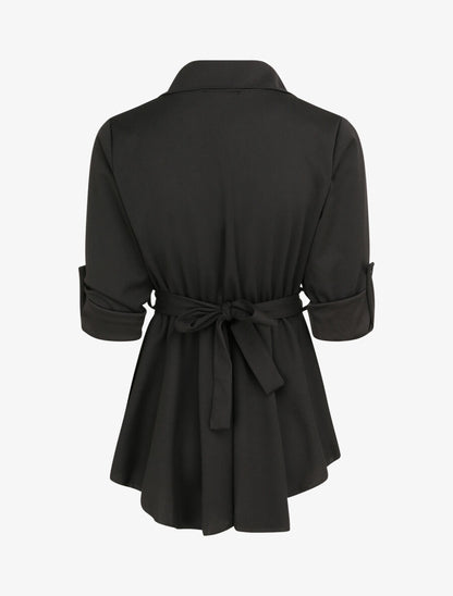 Top style chemise à taille cintrée - Noir - 2