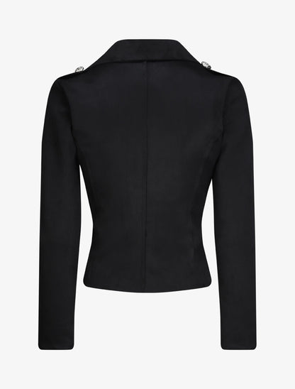 Veste en suédine à zip asymétrique - Noir - 2
