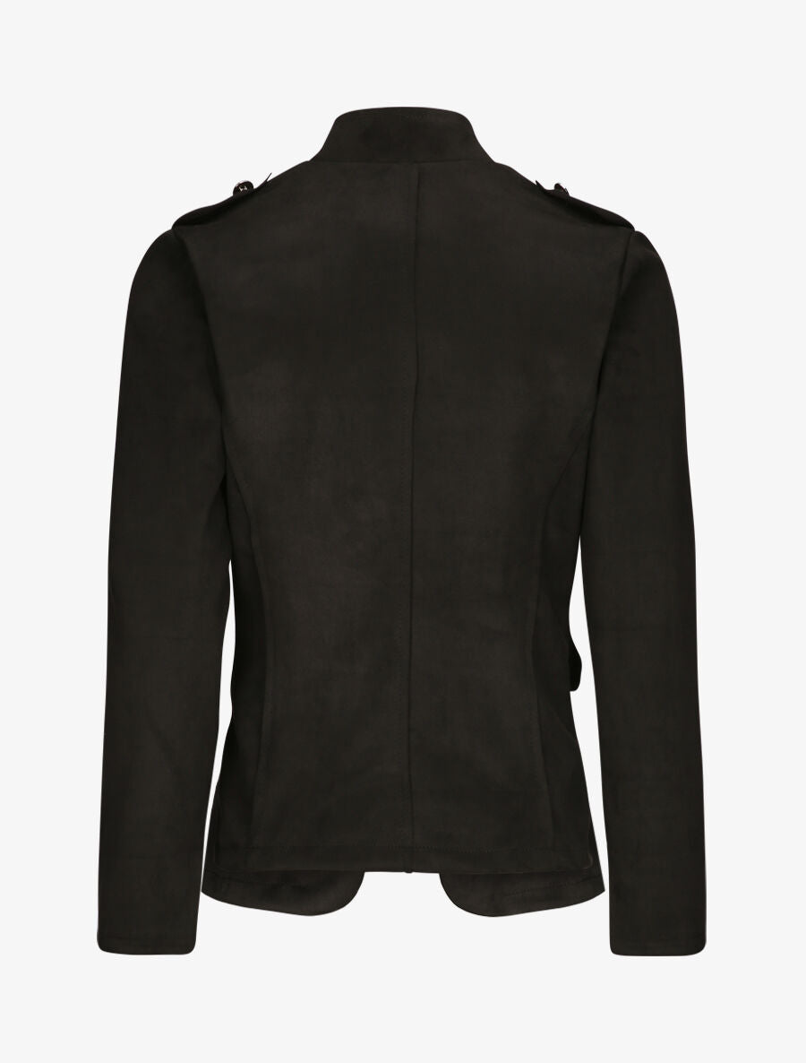 Veste officier cintrée en suédine - Noir - 2