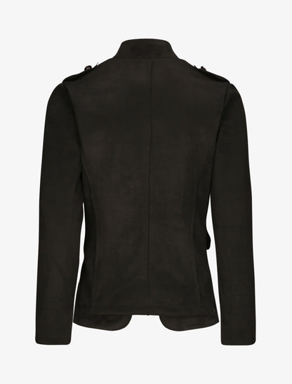 Veste officier cintrée en suédine - Noir - 2