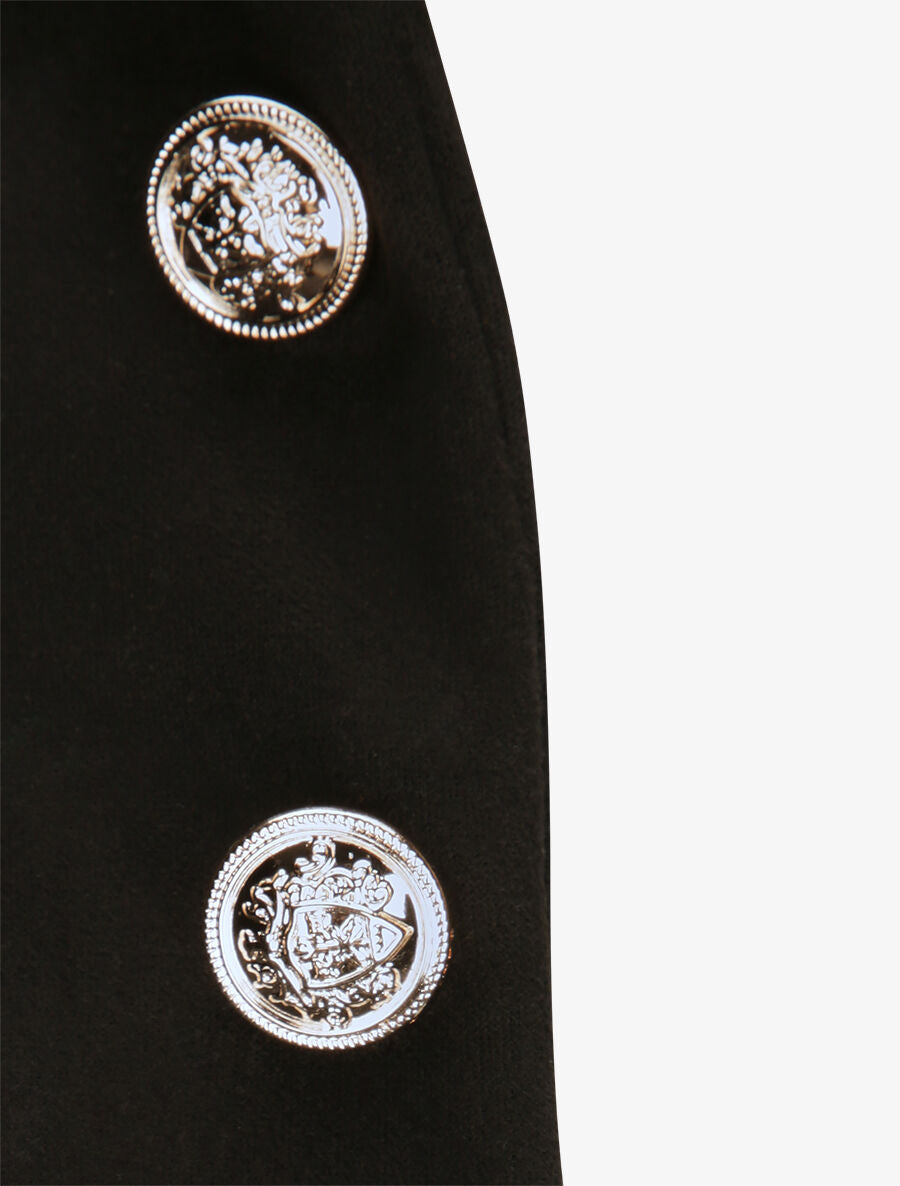 Veste officier cintrée en suédine - Noir - 3