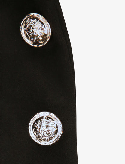 Veste officier cintrée en suédine - Noir - 3