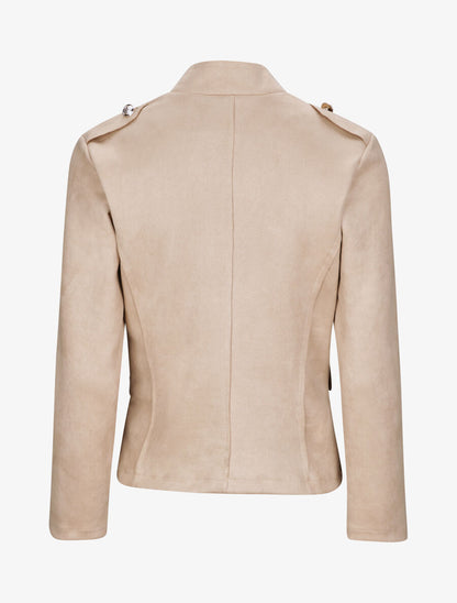 Veste officier cintrée en suédine - Beige - 2