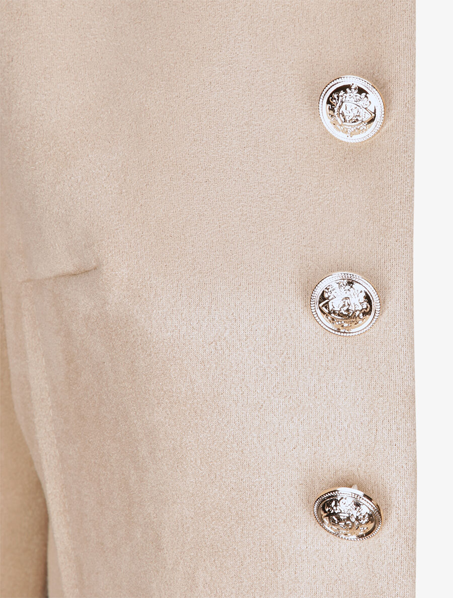 Veste officier cintrée en suédine - Beige - 3
