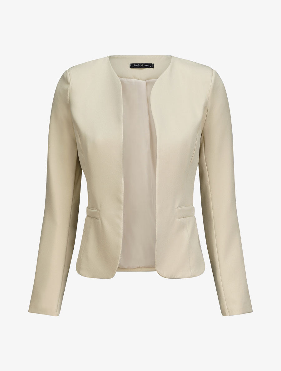 Blazer uni droit - Beige - 1
