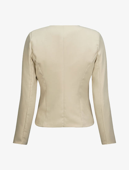 Blazer uni droit - Beige - 2