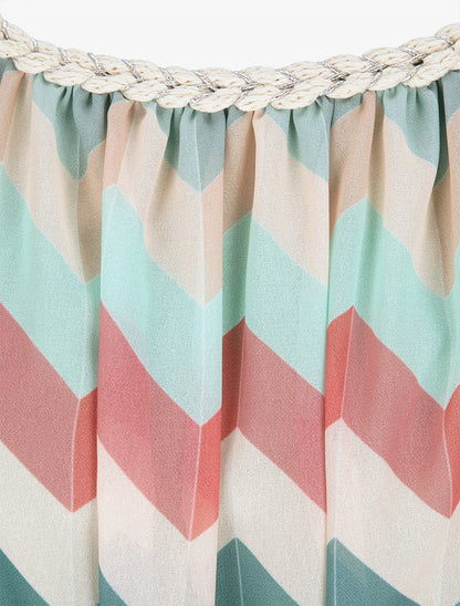 Robe droite courte imprimé chevron - Vert d&