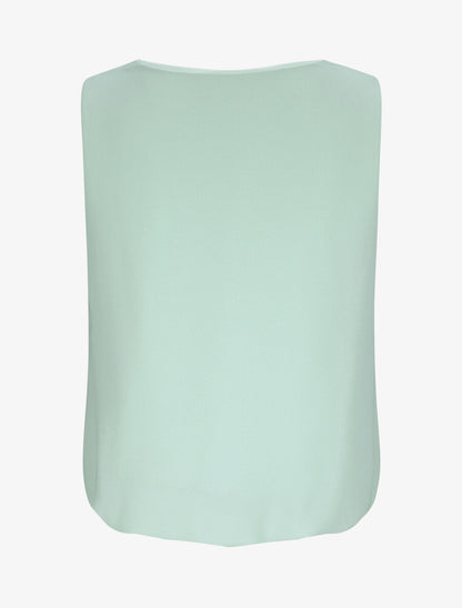 Top voile droit uni et col bénitier - Vert amande - 2