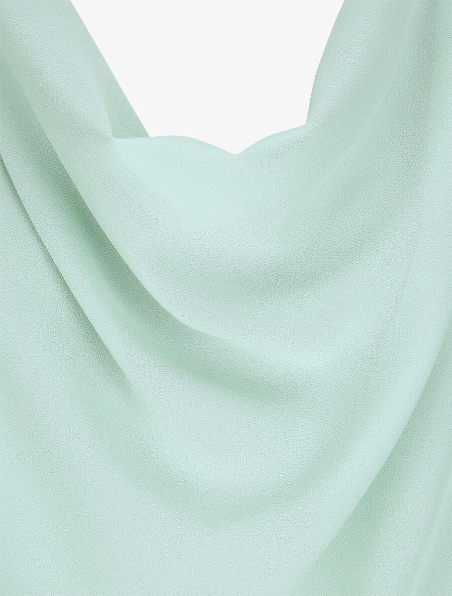 Top voile droit uni et col bénitier - Vert amande - 3