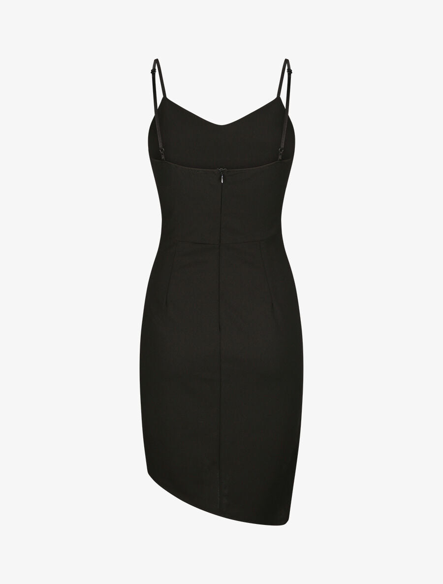 Robe asymétrique à fines bretelles - Noir - 2