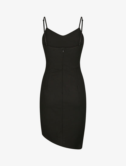 Robe asymétrique à fines bretelles - Noir - 2