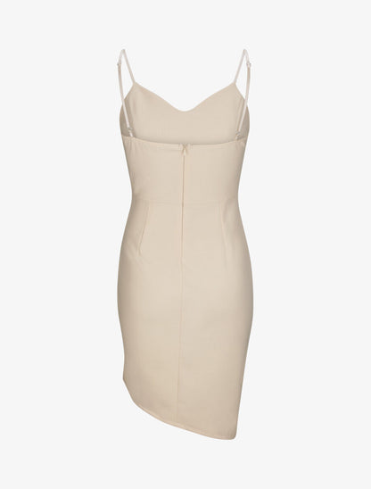 Robe asymétrique à fines bretelles - Beige - 2