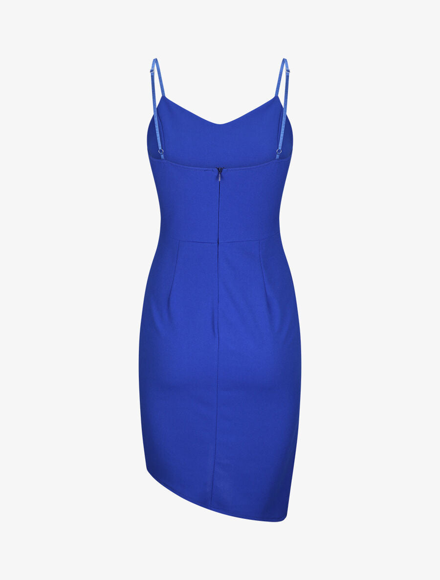 Robe asymétrique à fines bretelles - Bleu roi - 2