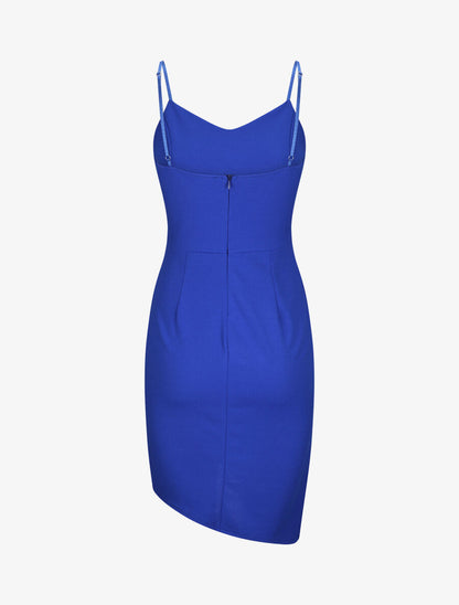 Robe asymétrique à fines bretelles - Bleu roi - 2