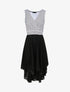 Robe patineuse rayée asymétrique à col cache-coeur - Noir - 1