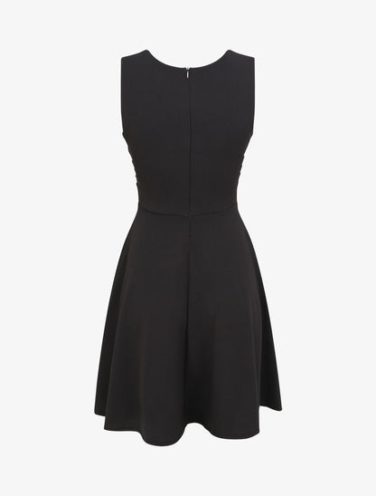 Robe patineuse mi-longue à col cache-coeur - Noir - 2