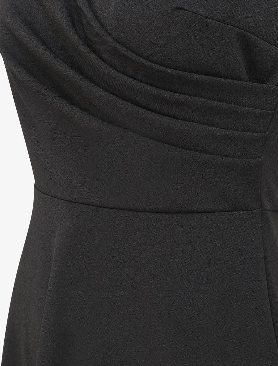 Robe patineuse mi-longue à col cache-coeur - Noir - 3