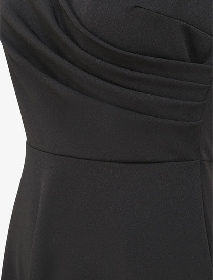 Robe patineuse mi-longue à col cache-coeur - Noir - 3