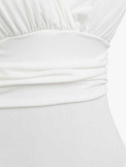 Body ajusté et drapé - Blanc - 3