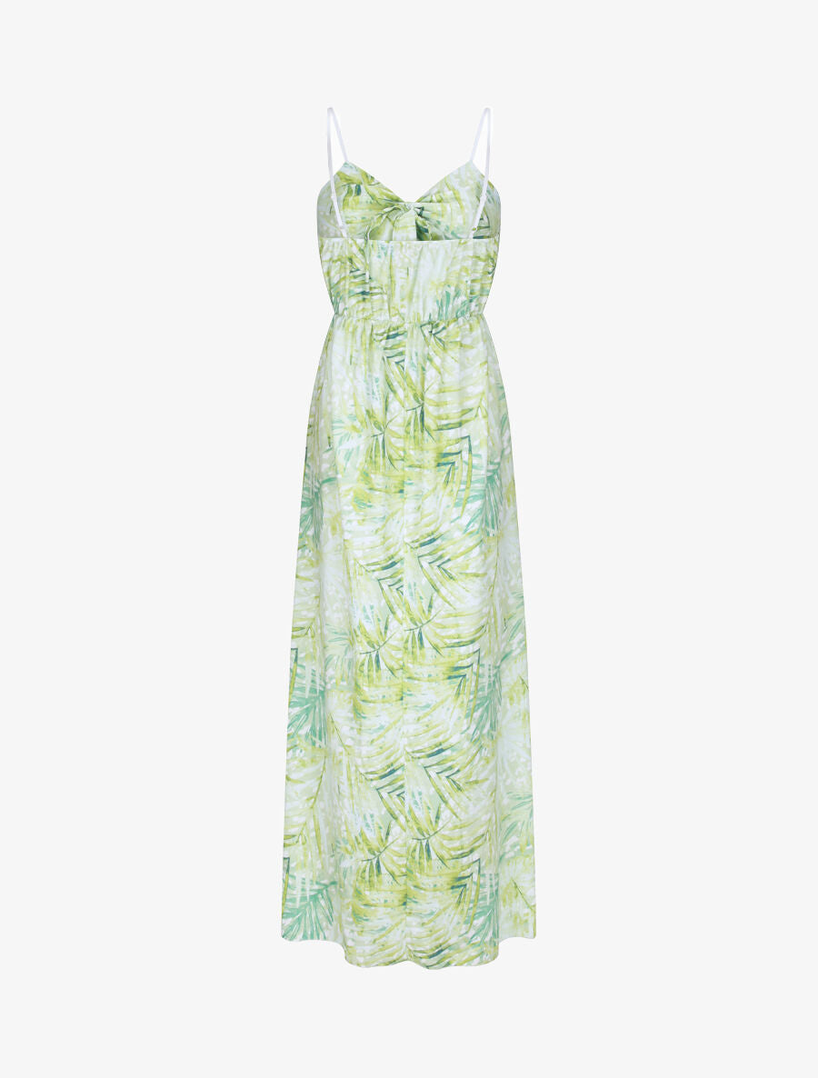 Robe longue à imprimé fleurs tropicales - Vert d&