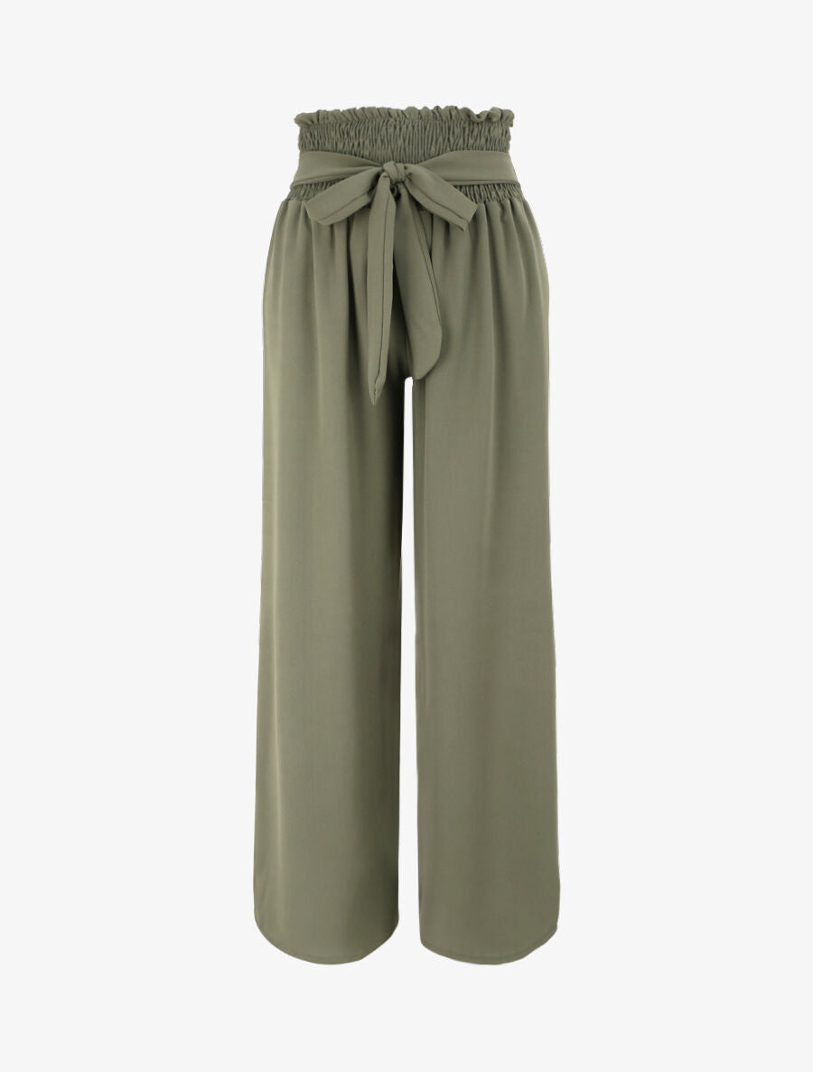 Pantalon ample à taille élastiquée - Kaki - 1