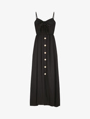 Robe longue à boutons stylisés - Noir - 5
