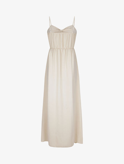Robe longue à boutons stylisés - Beige - 2