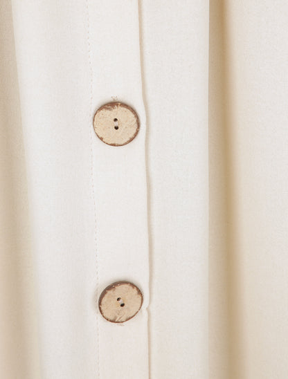 Robe longue à boutons stylisés - Beige - 3