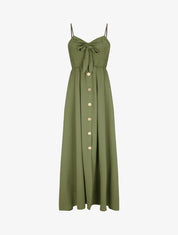 Robe longue à boutons stylisés - Kaki - 1