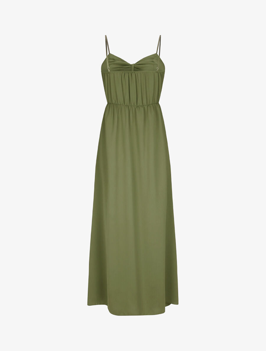 Robe longue à boutons stylisés - Kaki - 2
