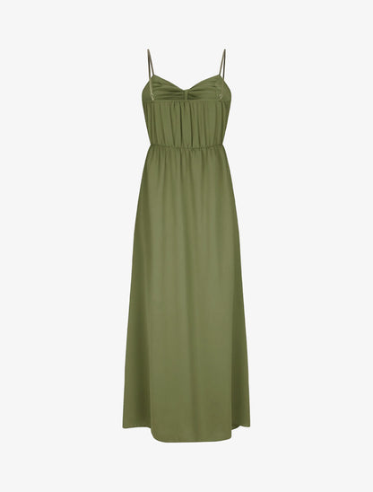 Robe longue à boutons stylisés - Kaki - 2