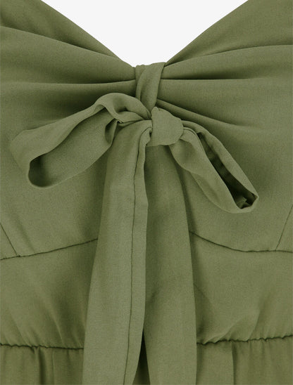 Robe longue à boutons stylisés - Kaki - 3