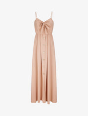 Robe longue à boutons stylisés - Camel - 1