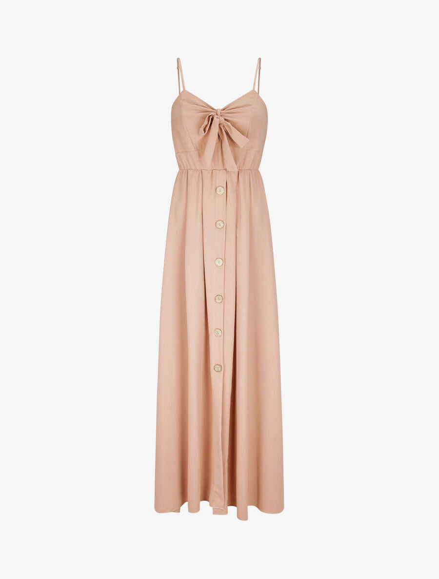 Robe longue à boutons stylisés - Camel - 1