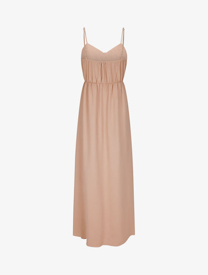 Robe longue à boutons stylisés - Camel - 2