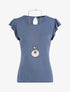 Top droit à épaules volantées - Bleu - 4