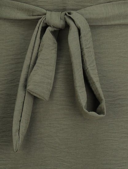 Tunique style chemise à détail dentelle - Kaki - 3