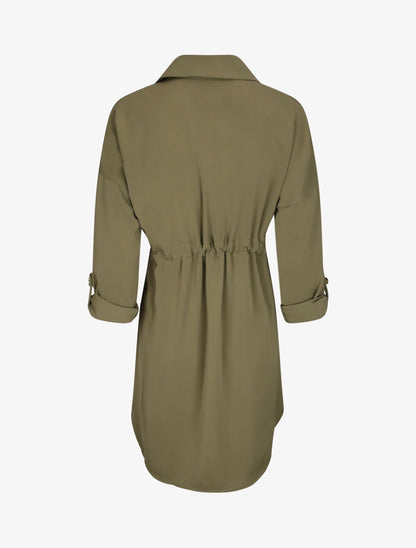 Robe chemise à boutons stylisés - Kaki - 2