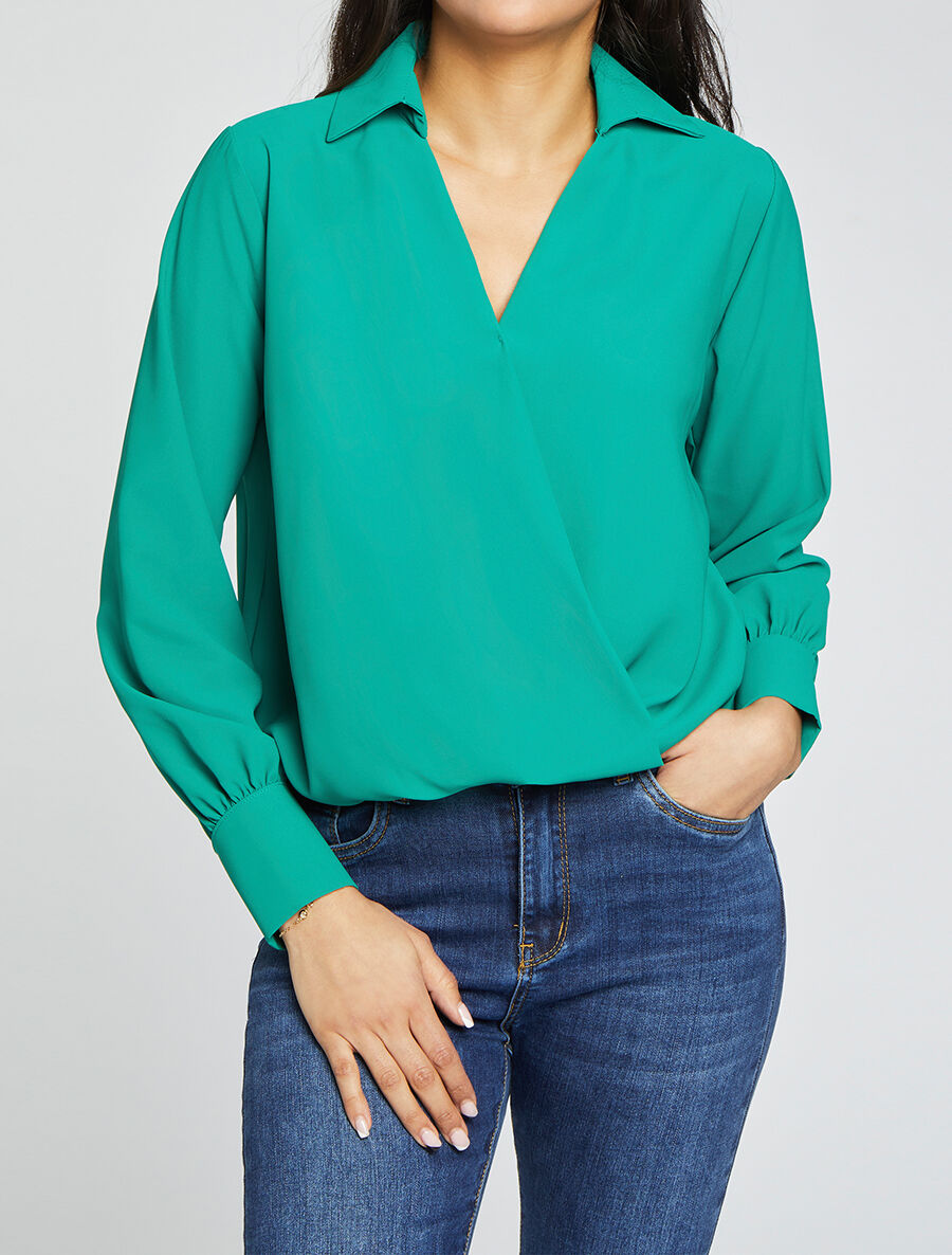 Blouse oversize asymétrique - Vert - 4