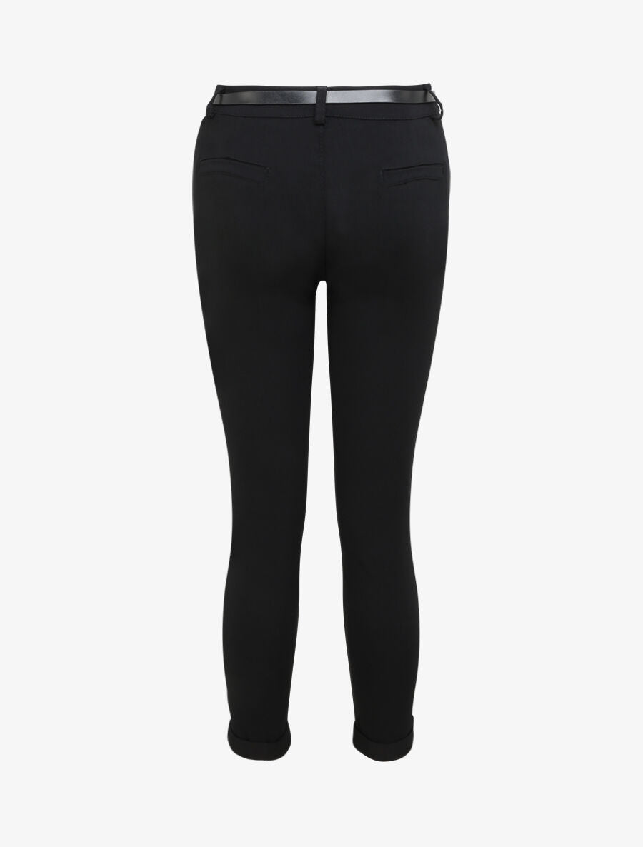 Pantalon 7/8 uni à revers - Noir - 2