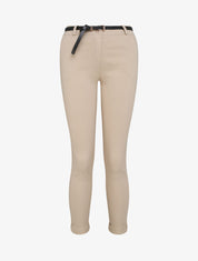 Pantalon 7/8 uni à revers - Beige - 1