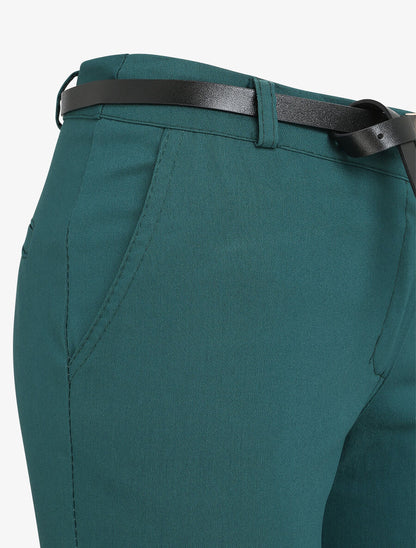 Pantalon 7/8 uni à revers - Vert sapin - 3
