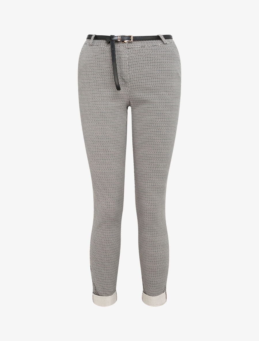 Pantalon 7/8 imprimé grec à revers - Taupe - 4